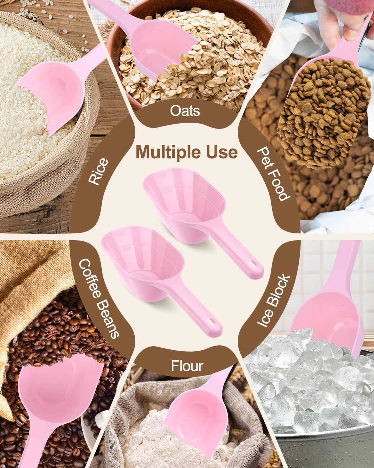 2 PACK Dog Food Scoop,1 Cup Capacity Pet Food Scoop For Dog and Cat – Essentials for Dogs - pink - image 4
