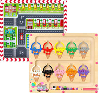 Ice Cream Magnetic Color and Number Maze - Magnet Toys - Ice Cream + Parking Lot