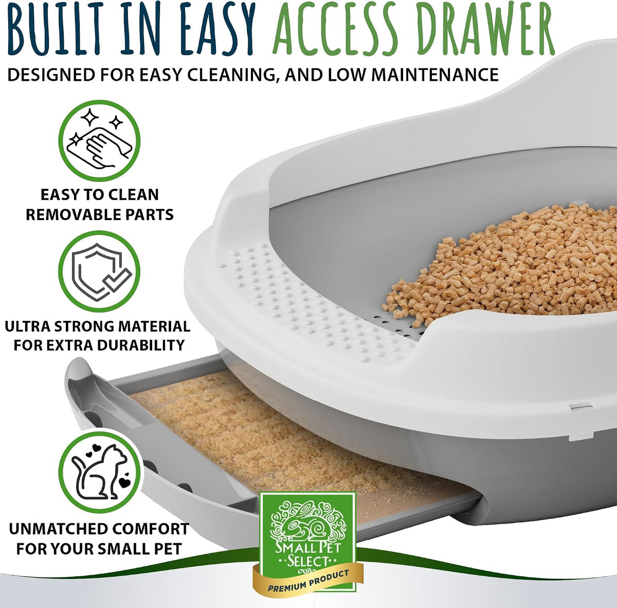 Small Pet Select Sifting Cat Litter Box, with Scoop & 5 Pee Pads – Daily Care for Cats - Sifting Litter Box (No Litter Pellets) / Gray - image 2