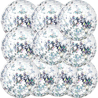Civaner 10 Pcs Inflatable Glitter Beach Balls 16 Inch - Silver / Glitter