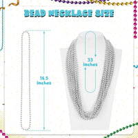 Huskein Bead Necklace, 33" Colorful Mardi Gras Beads Necklaces - Silver / 12 - image 2