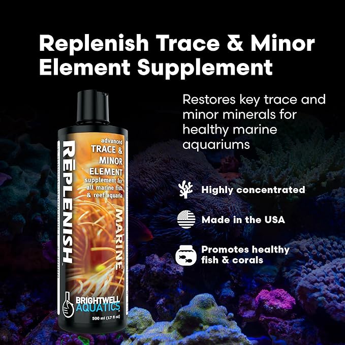 Brightwell Aquatics Rēplenish – Premium Trace & Minor Element Supplement for Marine Aquariums, Supports Healthy Fish, Corals, and Invertebrates, 20 L