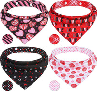 PAWCHIE Dog Bandanas Small Reversible Styles Pet Triangle Scarf Bibs - Valentine's Day Style / Large