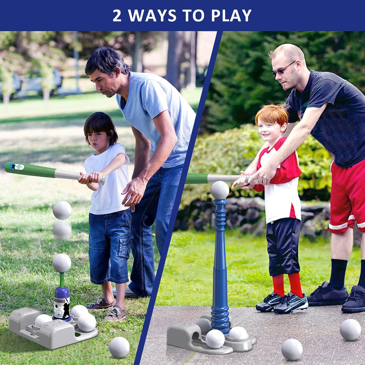 QDRAGON 2 in 1 T Ball Sets for kids Automatic Pitching Machine – Fun for Kids & Family - Blue - image 2