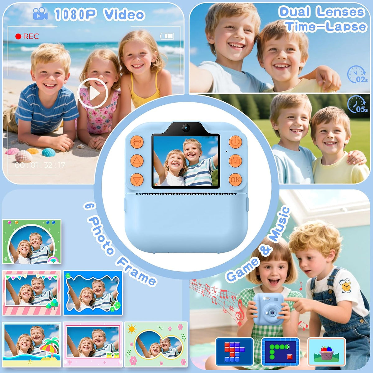 Kids Instant Camera with 64GB SD Card - Blue - image 3