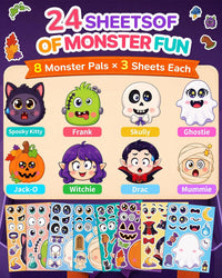 Halloween Stickers for Kids, 24 DIY Face Sheets - Halloween Cute - image 2