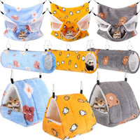 Abbylike 9 Pieces Rat Hammock 3 Tier Guinea Pig Ferret Hammocks Small - Yellow, Grey, Blue / Bear