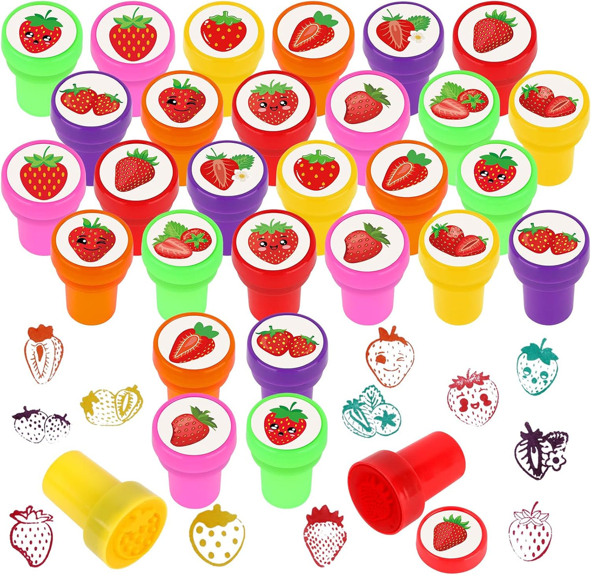 Hxezoc dog paw print stamps, 24 mini self-inking stampers in 8 bright colors - view 6