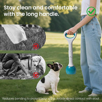 Dog Pooper Scooper Portable with Bag Attachment - Green + 120 garbage bags + dispenser - image 4