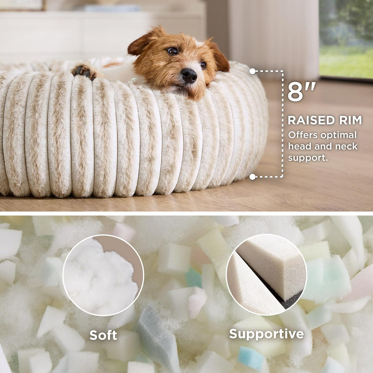 Bedsure ComfyFleece Donut Dog Bed Medium Size Dog with Washable Cover – Essentials for Dogs - M (30x30x8) / Amphora - image 2