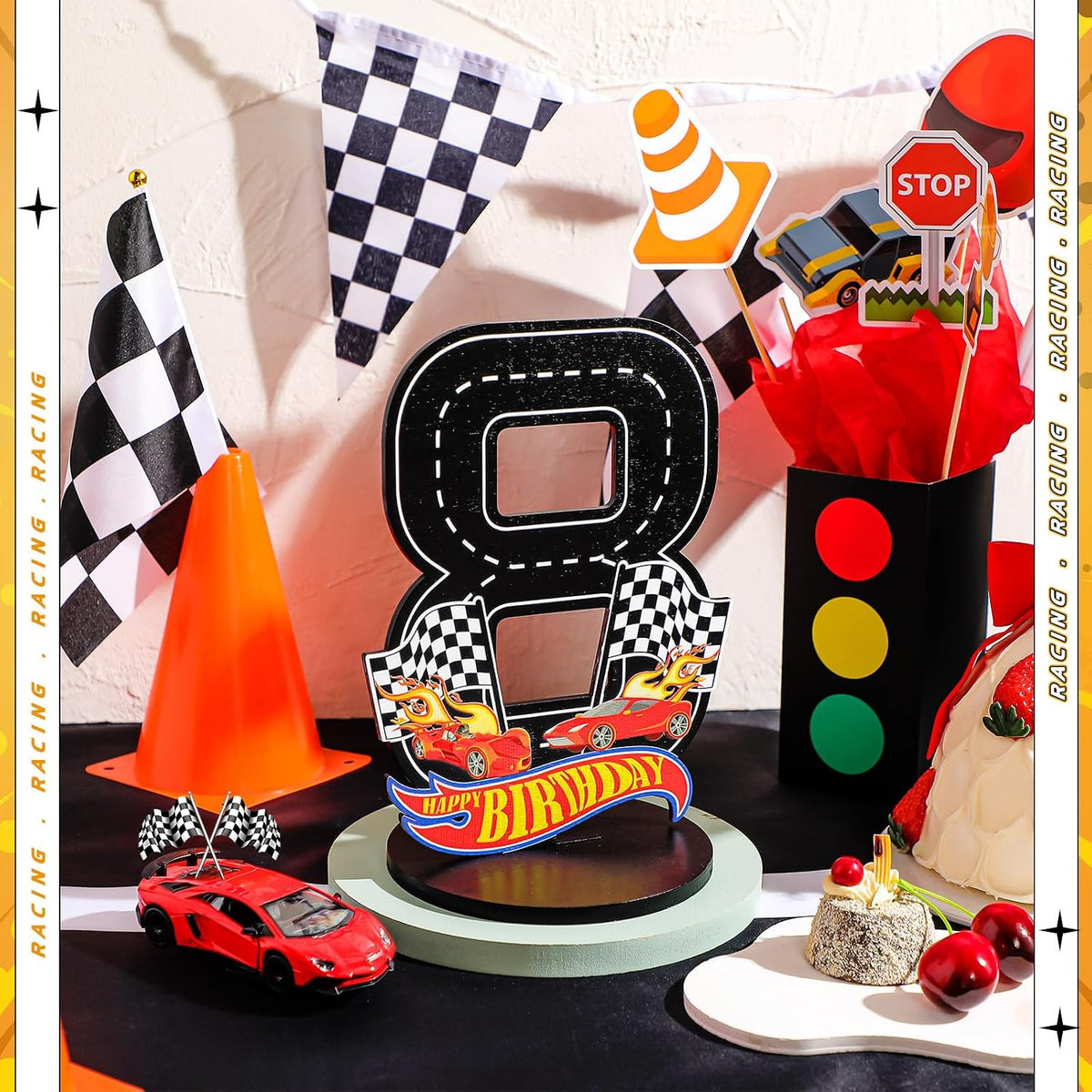MiniInflat Race Car 5th Birthday Number Sign Centerpiece Race Car - 8th - image 4