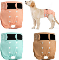 Reusable Dog Diapers Female Washable 3 Pack S Flowers for Heat – Essentials for Dogs - Yellow,Pink,Purple / L(15"-17"Waist) / 3