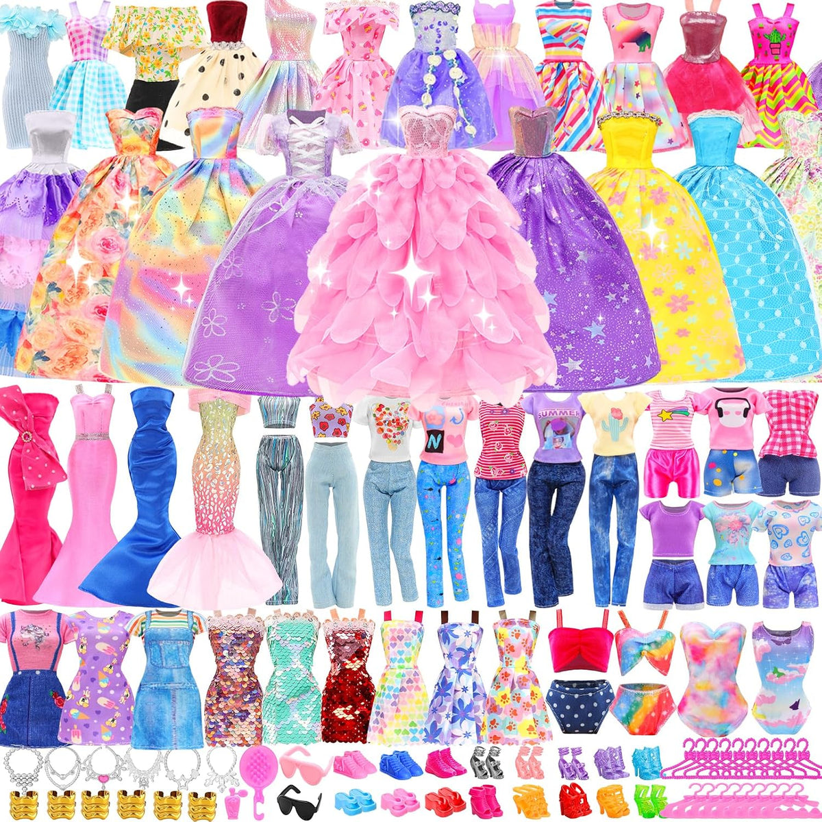 83 PCS Doll 23 Set Clothes and 60 Accessories for 11.5 inch Dolls – Fun for Kids & Family - 80 pcs