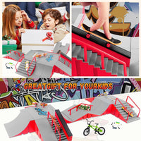 RNGODO 14-in-1 fingerboard skatepark set with ramps, rails, 8 finger skateboards and finger bike - view 16