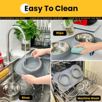 Conlun Dog Bowls with Silicone Mat, No Spill Stainless Set, XS - Medium-29oz / Grey - image 3