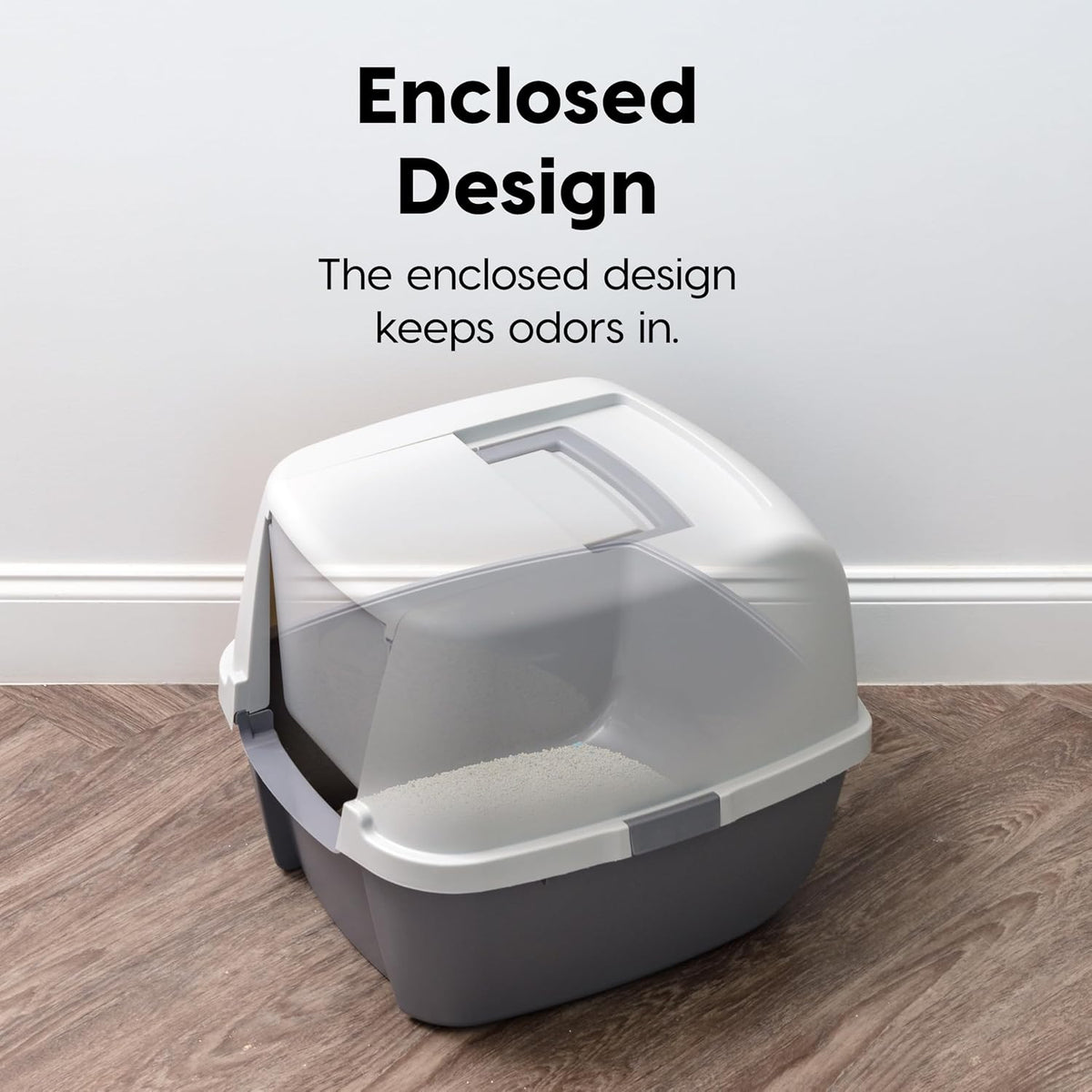 IRIS USA Large Front Door Cat Litter Box, Walk-in Entry - Jumbo Enclosed / Dark Gray w/ Scoop - image 4