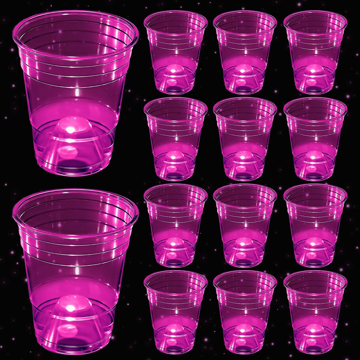 mishunyus 24-pack purple LED glow party cups, 16 oz plastic