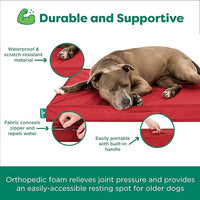 FurHaven Cooling Dog Bed – XXL Foam Mattress for Joint Pain Relief, Waterproof Liner, Removable Washable Cover, Durable for Outdoor Use, Deluxe Grid Indoor/Outdoor Bed – Red, Jumbo Plus
