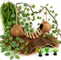 RUNANIA Crested Gecko Tank Accessories，Reptile Vines Plants - Large