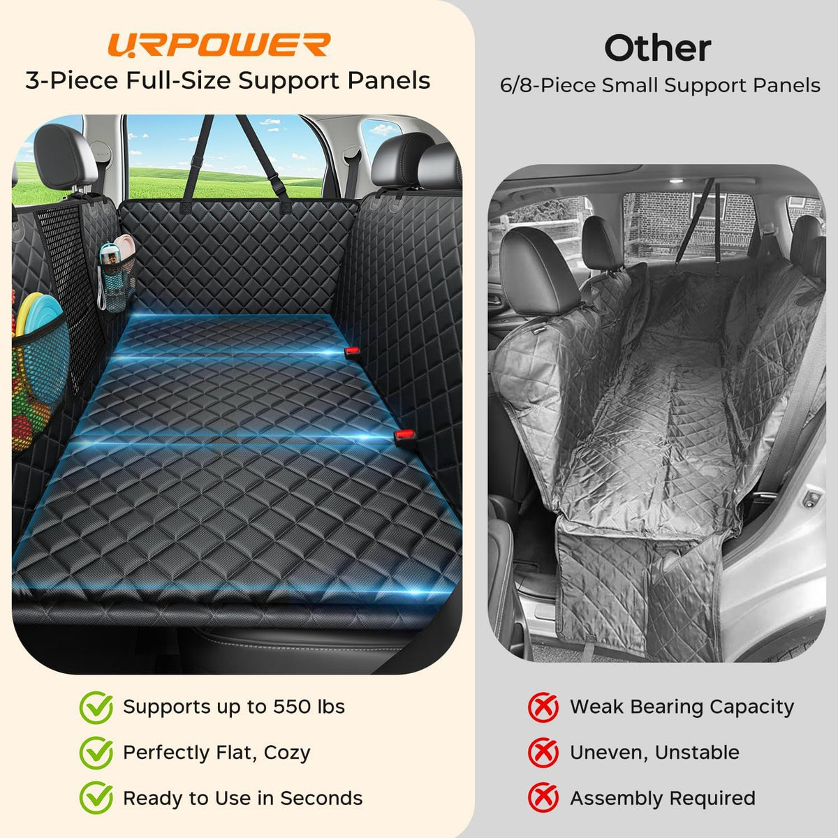 URPOWER Back Seat Extender for Dogs - Black / XL - Full Size Crew Cab Truck - image 4