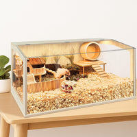 Hamster Cage Chewproof, Large Hamster Cages and Habitats - Natural Oak Wood / 40.0"L x 20.0"W x 20.0"H / Openable Window Roof - image 4