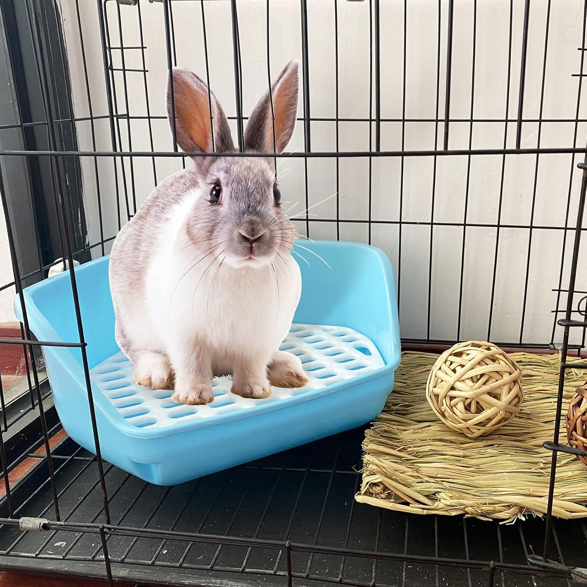 kathson Rabbit Litter Box Pet Toilet Cage Box Potty Trainer Corner - Blue - image 4