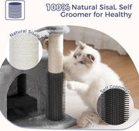 Cat Tree 32” Small Cat Tower with Large Hammock 16”& Self Groomer – Essentials for Cats - Medium-32" / Gray - image 4