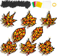 QOUBAI 32 Sets Halloween Bats Suncatchers Craft Kit DIY Window - Maple Leaf