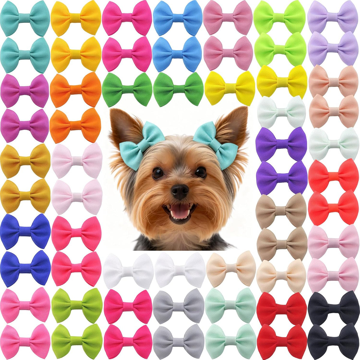Dog Hair Bows Small Puppy Clips for Pet Grooming Accessories Doggy - 2in solid dog hair clips 30 Pairs