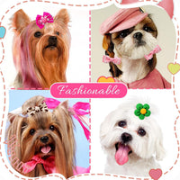 20Pcs Brown Dog Hair Bows with Rubber Bands for Small Medium Dogs – Essentials for Dogs - A339 - image 2