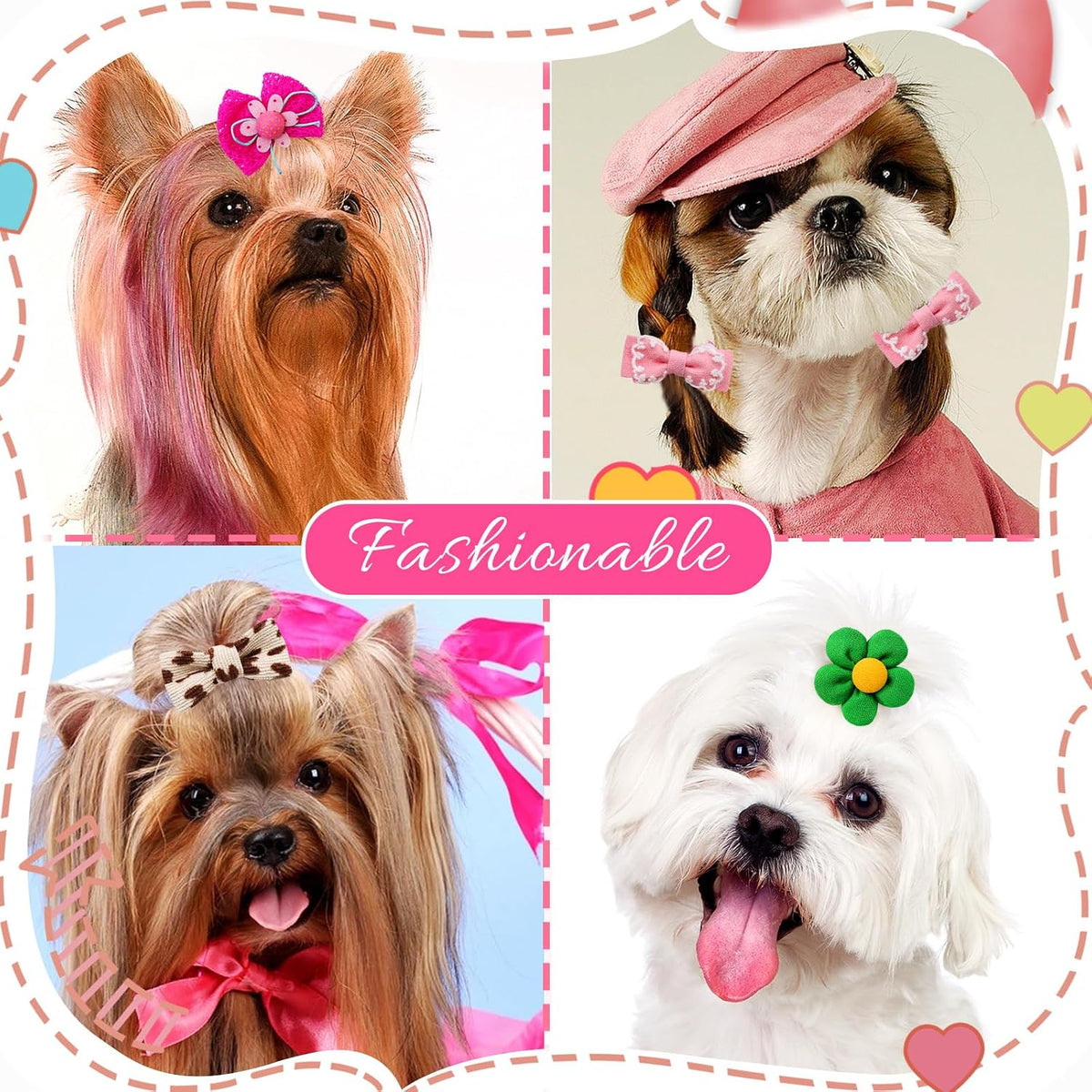 20Pcs Brown Dog Hair Bows with Rubber Bands for Small Medium Dogs – Essentials for Dogs - A339 - image 2
