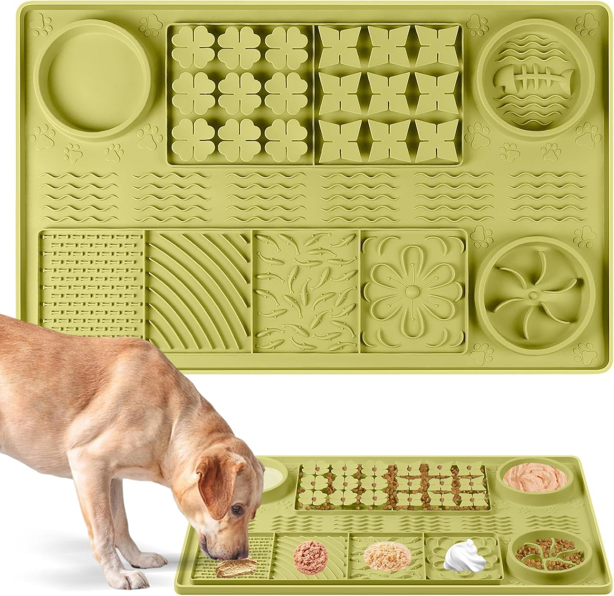 Silicone Snuffle Mat for Dogs 23.6"x 15.7" Large Slow Feeder Mat - Green:32"x20"
