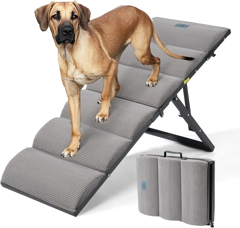 Veehoo Foldable Dog Ramp for Bed Couch Large Dogs - Gray / up to 23"H-for high bed