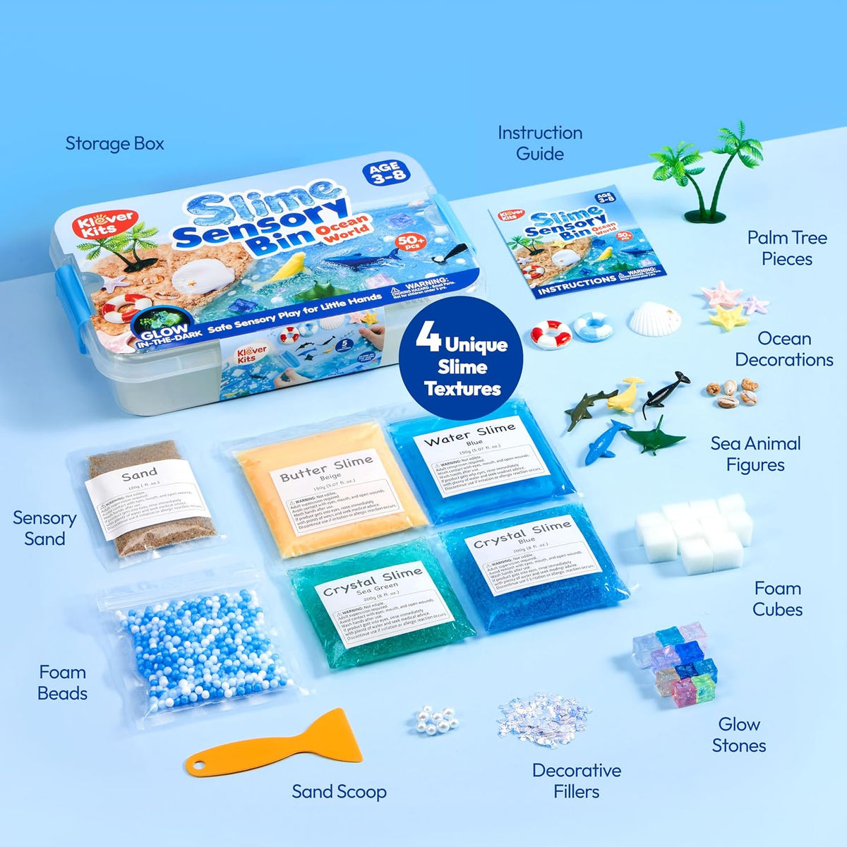 JOVA Klever Kits Construction Sensory Bin for kids Glow - Ocean - image 4