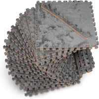 16 Carpet Squares Puzzle Mat 49" x 49" Baby Mat for Floor - Grey