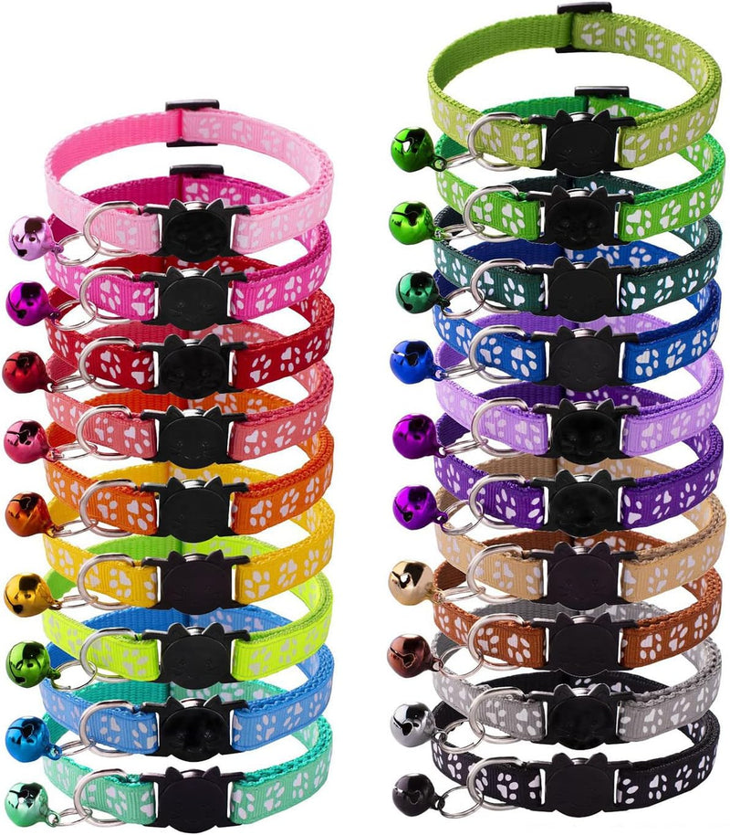 18Pcs Puppy Collars for Litter, Reflective Cat Collar - footprint / Breakaway