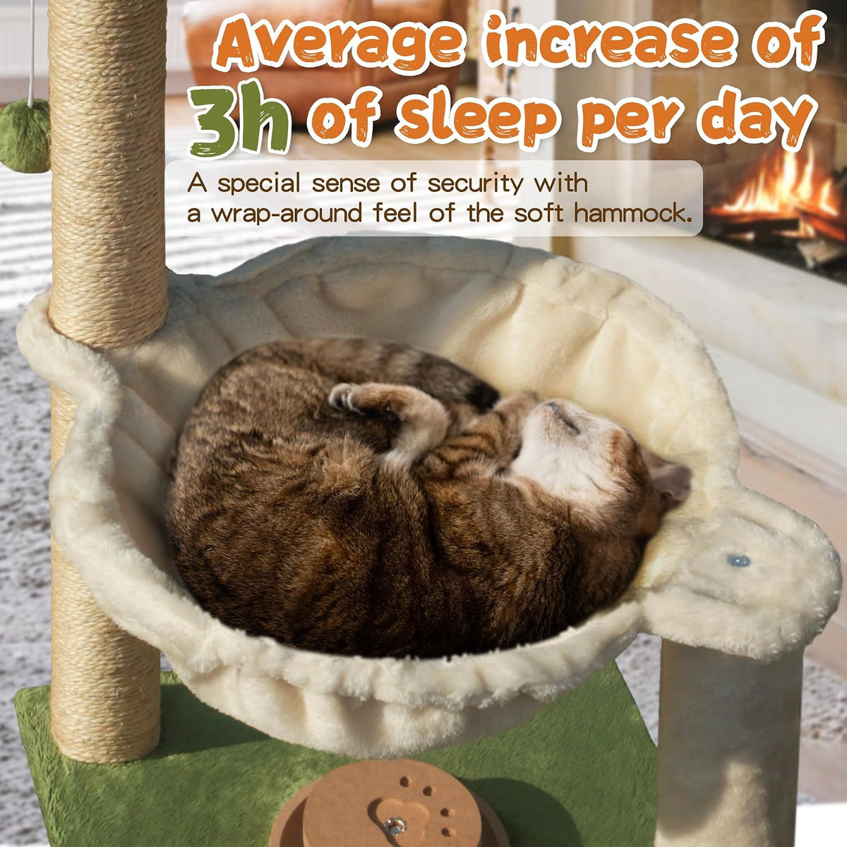 Cat Scratching Post 35'' Tall with Toy Mouse for Indoor Cats - White-28 Inches - image 2