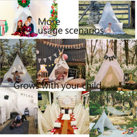 RongFa white canvas teepee tent for kids with wooden poles, flap door and mesh window - view 13