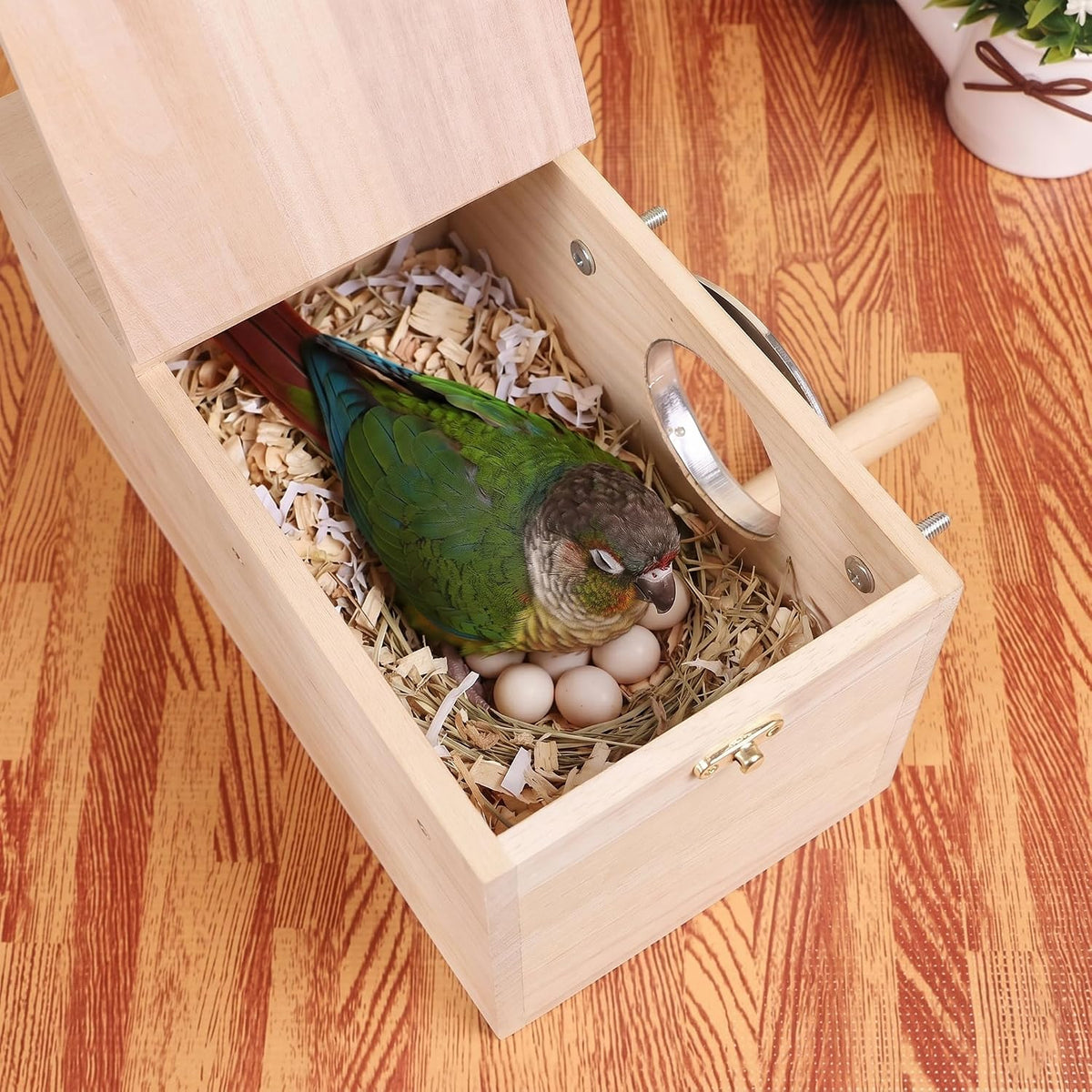 YJJKJ Wood Parakeet Nest Box with Natural Nesting Pads - Extra Large - image 3