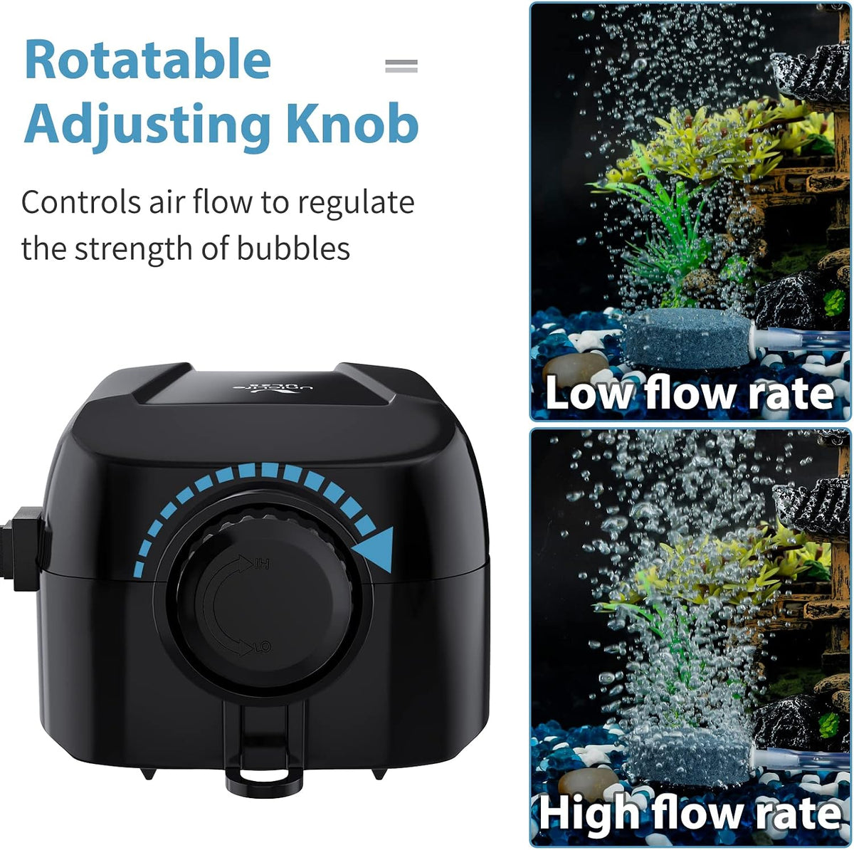 Uniclife Aquarium Air Pump Dual Outlet Fish Tank Aerator - 5 - 30 Gallons - image 3
