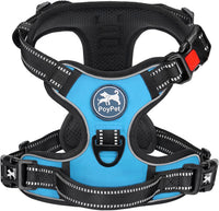 PoyPet No Pull Dog Harness Medium with Front Clip & Neck Release - Medium / Blue
