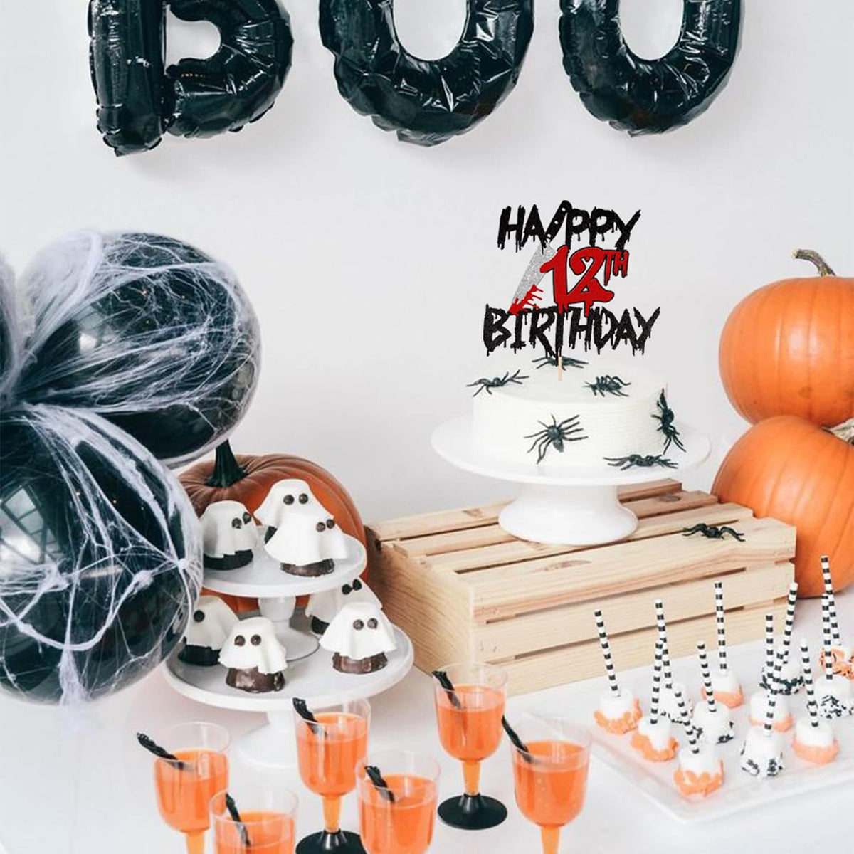 Zhuoweism Halloween horror Happy Birthday glitter cake topper on bamboo stick - view 34