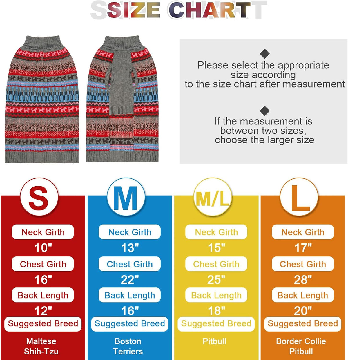 Dog Sweater - Winter Coat Apparel Clothes with Colorful Stripes for Cold Weather – Essentials for Dogs - Medium/Large / Grey - image 2