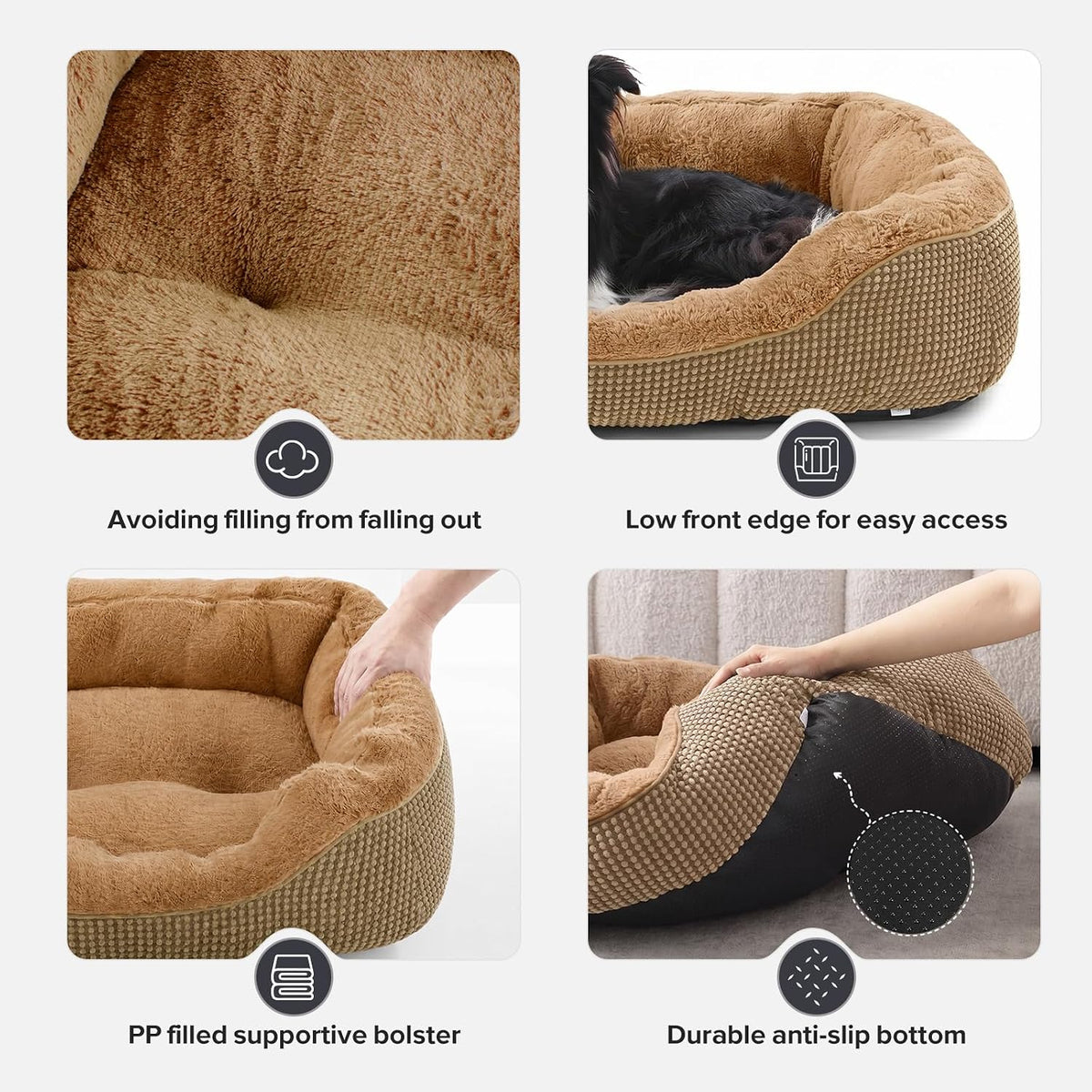 Medium Dog Beds for Medium Dogs Washable - L (35"x25"x9") / Brown - image 3