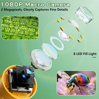 Odatay 1000X Digital Kids Microscope Kit with 12 Slides & 2" Screen - Orange - image 3