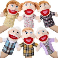 Lenwen 6 African American family hand puppets with movable mouths and colorful clothes