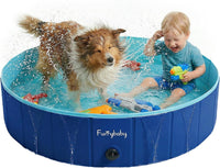 Furrybaby Foldable Dog Pool Non-Slip Hard Bath Tub Indoor Outdoor - 40*12inch / Navy