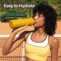 Insulated Water Bottle with Straw Stainless Steel Water Bottle, Leak-Proof, BPA-Free, Double Wall Vacuum Keeps Cold for 24 Hours for Sports, Travel, School (32 oz, Elfin Yellow)