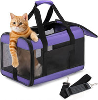 Conlun Cat Carrier Soft-Sided Pets Travel Carriers up to 15 Lbs - Purple / 17.0"L x 11.0"W x 11.0"H