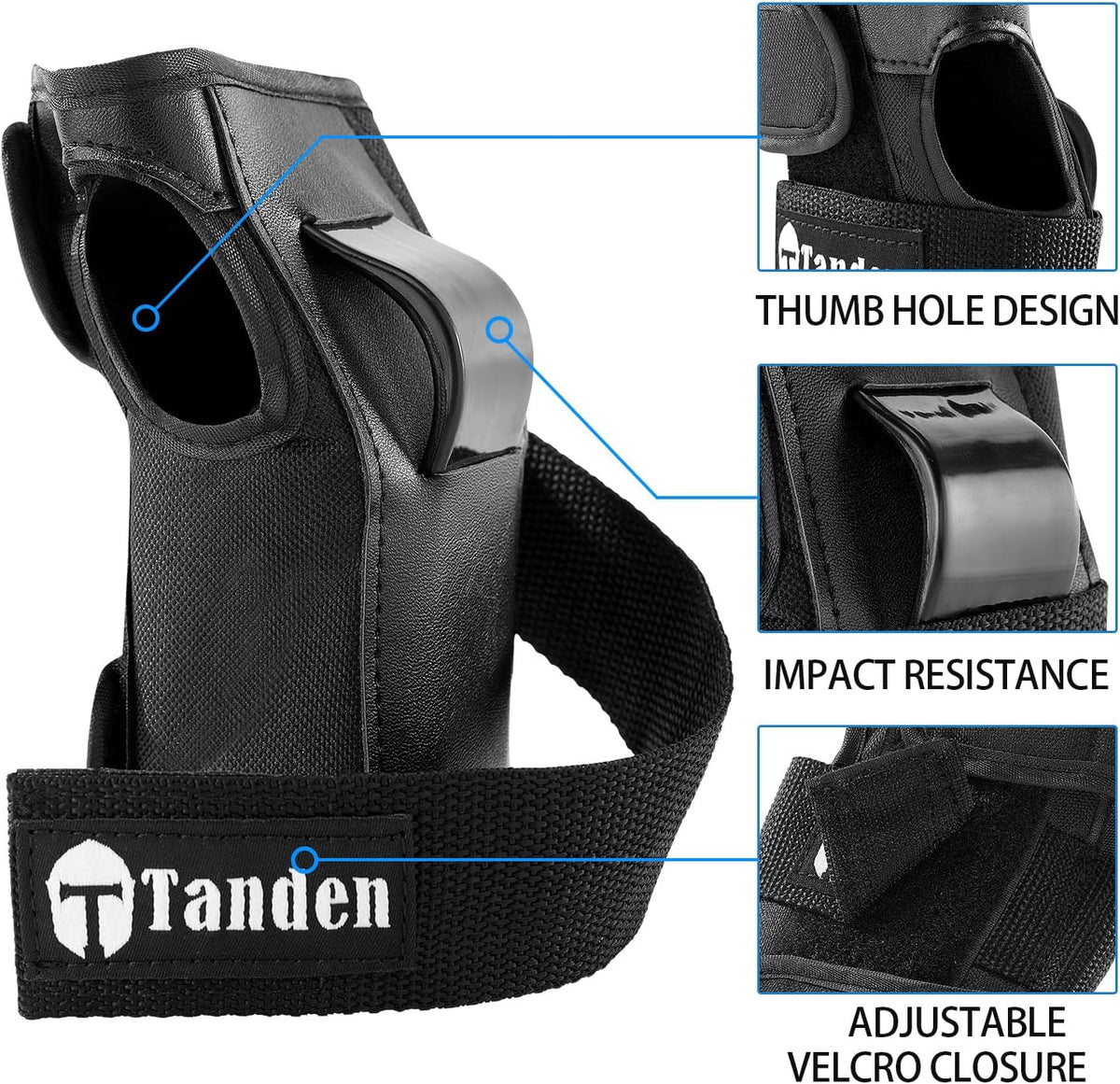 Tanden Wrist Guards for Skating Protective Gear Adult and Kids Wrist - Large - image 2